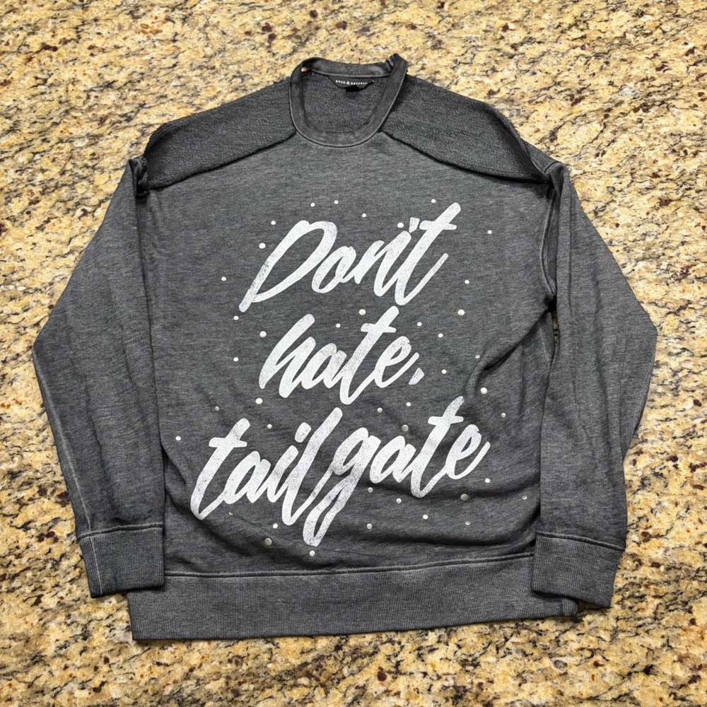 Rock & Republic Womens Gray Dont Hate Tailgate Studded Cut Out Sweatshirt S ws